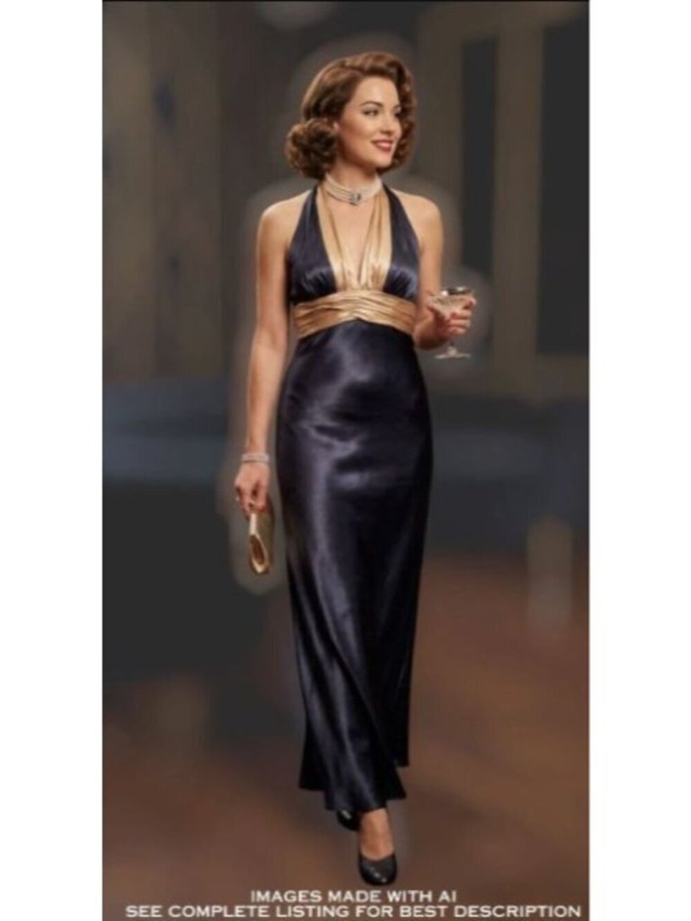 Y2K Satin Slip Dress 4 Halter Backless Moody Color Block Prom Formal Morgan Co